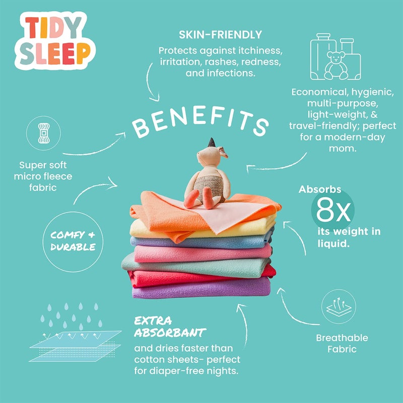 Tidy Sleep Instadry Anti-Piling Fleece Extra Absorbent Quick Dry Sheet for New Born Babies, Cotton Bed Protector Mattress Pack of 2 Royal Blue Small (70x50) cm - Image 4