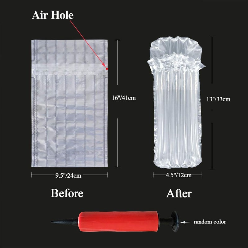 AKLVBL Wine Bottle Protector Bags, 20 Pack Bubble Cushion Wrap Airplane Travel, Safety Shipping Packaging Bags for Glass Bottles in Transport with Luggage with Reusable Pump - Image 2