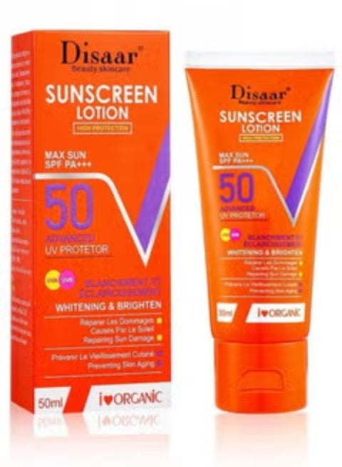 Moisturizing, whitening and sunscreen lotion, strength 50