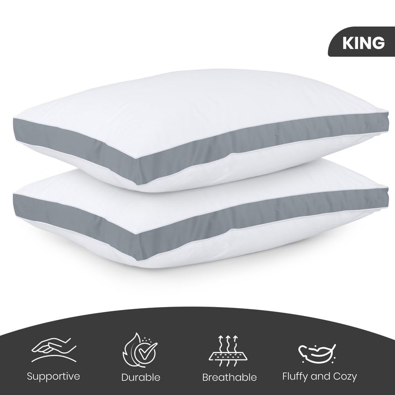 Utopia Bedding Bed Pillows for Sleeping King Size (Grey), Set of 2, Cooling Hotel Quality, Gusseted Pillow for Back, Stomach or Side Sleepers - Image 2