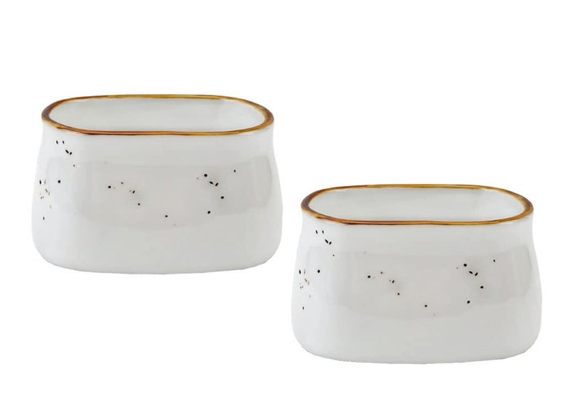 RockTrend Simple Square Ceramic Sugar Bowl Sugar Packet Holder Tea Bag Bowl, Set of 2-White - Image 1