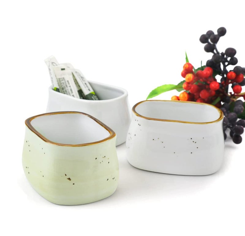 RockTrend Simple Square Ceramic Sugar Bowl Sugar Packet Holder Tea Bag Bowl, Set of 2-White - Image 3