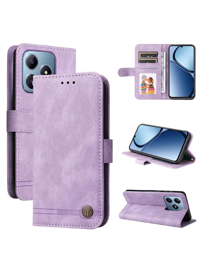 erorex Case For Realme C63 / C61 / Note 60 Skin Feel Life Tree Metal Button Leather Phone Case - Image 1