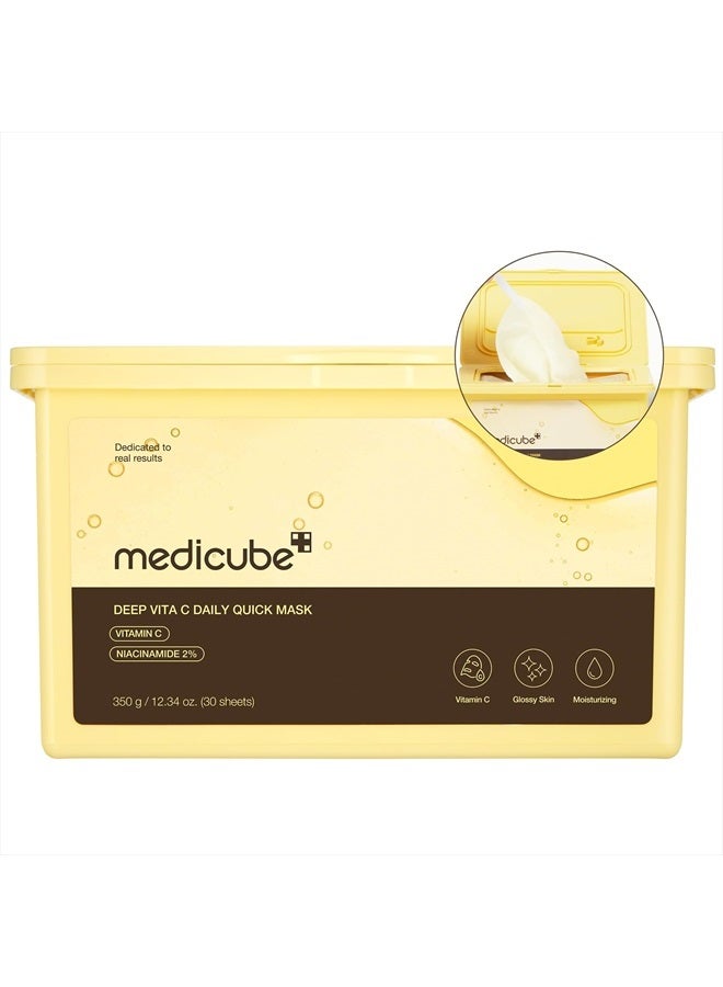 Medicube أقنعة الوجه العميقة فيتا سي اليومية السريعة 30 ورقة - معتمدة نباتيًا، موزع سريع، مركب ثلاثي الفيتامينات للإشراق والترطيب - أقنعة وجه كورية - Image 1