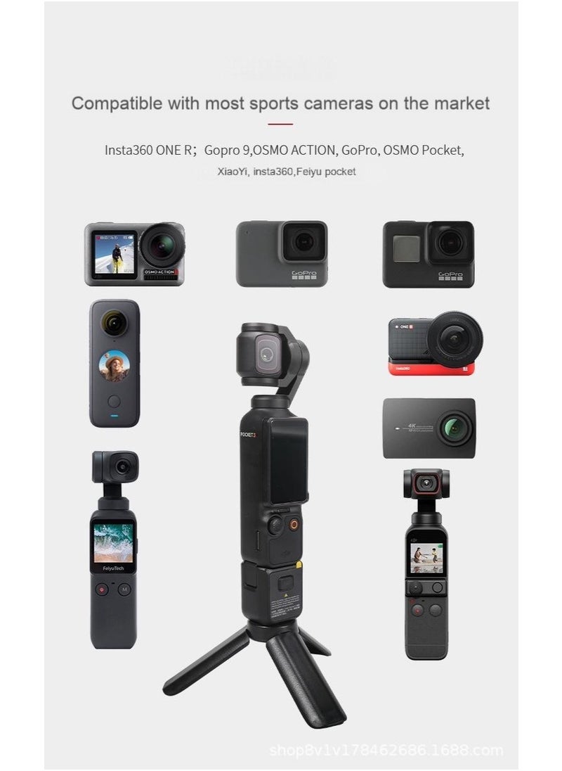 Generic - Mini Tripod for DJI Osmo Pocket 3 & 2, Portable 1/4" Stand Mount, Lightweight Selfie Tripod Compatible with GoPro, Insta360, OSMO Action, XiaoYi, Feiyu Pocket & Action Cameras - Image 1