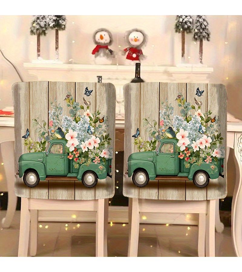 2pcs Green Plaid Linen Chair Covers 19.69 Inch Plus 23.62 Inch Suitable For Family Gatherings Home Decor Autumn Chair Covering Outdoor Gardens Garden Seating Breathable Seat Covers Decorative Woven Texture - Image 2