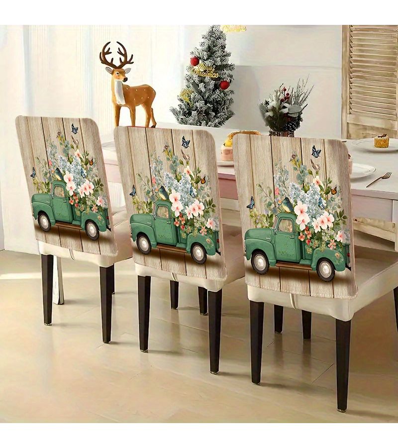 2pcs Green Plaid Linen Chair Covers 19.69 Inch Plus 23.62 Inch Suitable For Family Gatherings Home Decor Autumn Chair Covering Outdoor Gardens Garden Seating Breathable Seat Covers Decorative Woven Texture - Image 1
