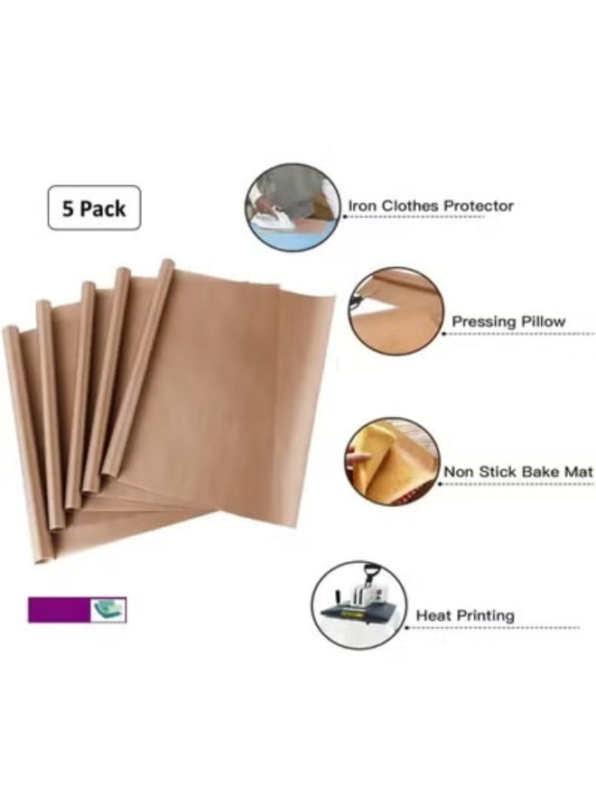 مجموعة من 5 أوراق نقل حراري (تفلون PTFE) غير لاصقة، مقاس 16 × 20 بوصة، متينة وقابلة لإعادة الاستخدام – مصنوعة من مواد آمنة غذائياً – سهلة التنظيف - Image 2