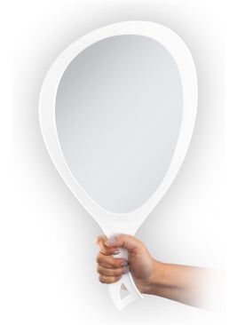 Zadro Zadro Salon Professional Extra Large Hand Mirror with Handle, 10" W x 19" L, Multi-Purpose Oval Handheld Mirror with New Distortion-Free Reflection (1, White, Large (Pack of 1)) 