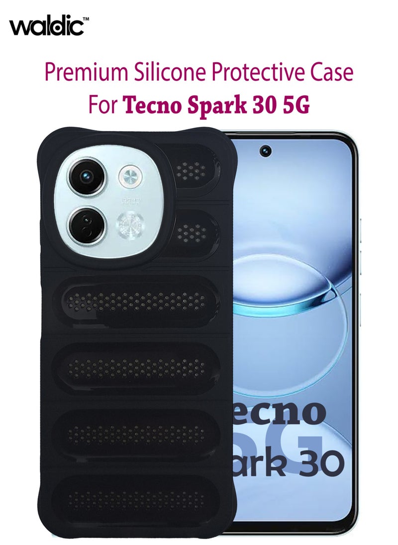 Waldic - Tecno Spark 30 5G Premium Case | Premium Silicone Case Cover Designed for Tecno Spark 30 5G | Tecno Spark 30 5G Case Camera and Drop Protection Thin Protective Back Cover Case for Tecno Spark 30 5G - Black - Image 1