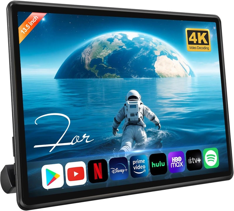AINAVITO 13.5" Car Headrest Monitor - Portable 4K Video Playback & Wireless Mirroring - Image 1