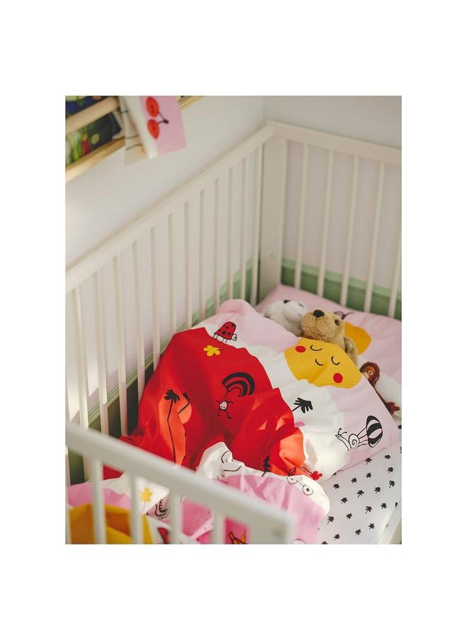 erorex Fitted sheet for cot, white/tree pattern, 60x120 cm  - Image 4