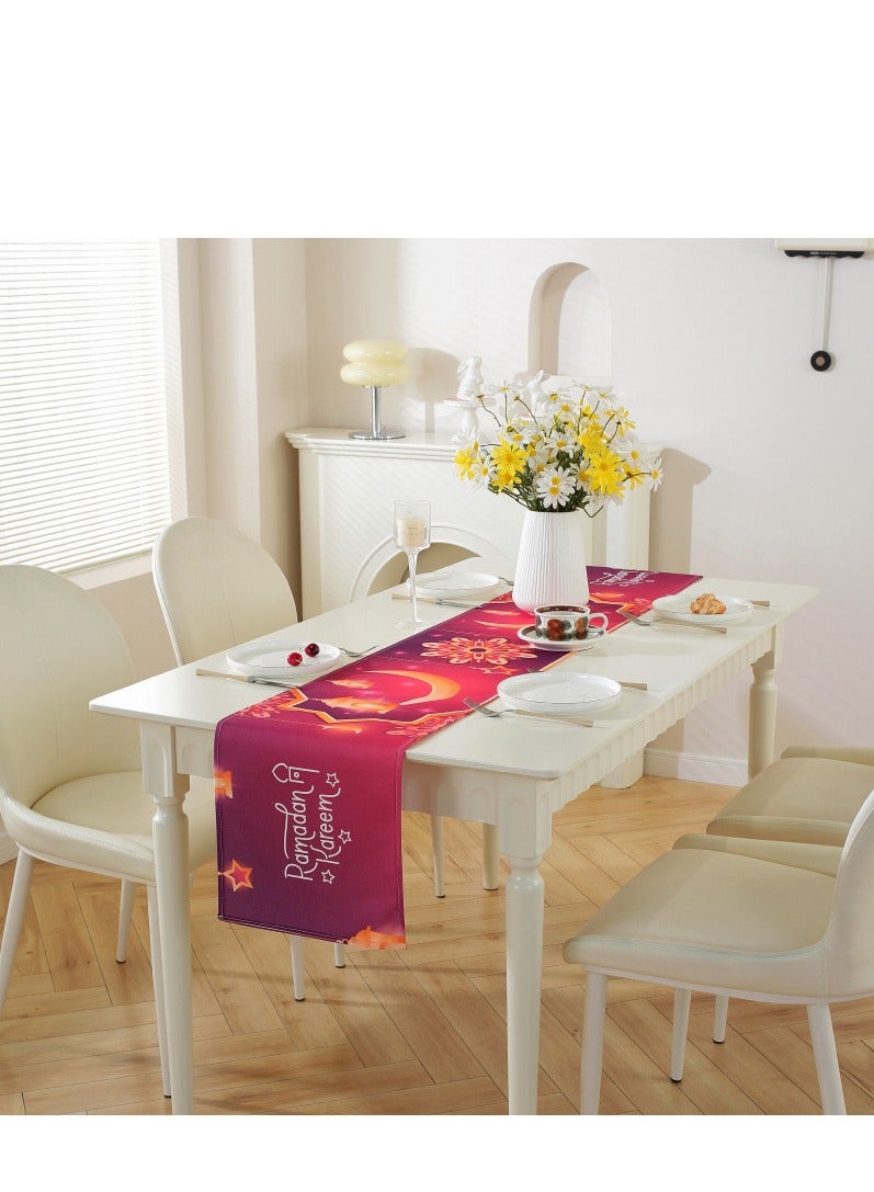 XiuWoo Ramadan Kareem Table Runner Table Decorations - Islamic Ramadan Table Runner - Muslim Eid Mubarak Party Home Kitchen Dining Room Table - Image 1