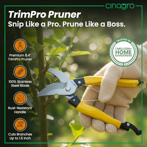 Cinagro 8.4 Inch TrimPro Pruner Cutter, Cuts Up to 1.5 Inch Branches, Stainless Steel Blade, Full Metal Body, PVC Grip Handles, Safety Lock, Rust-Resistant Garden Shears for Plants, Branches & Stems - Image 2