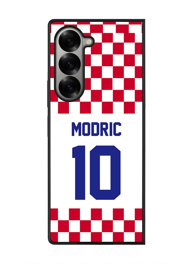Stylizedd Rugged Black edge case for Samsung Galaxy Z Fold6, Slim fit Case Flexible Anti Drop TPU Gel Thin Cover - Football Team - Croatia, Player Name - Modric - Image 1