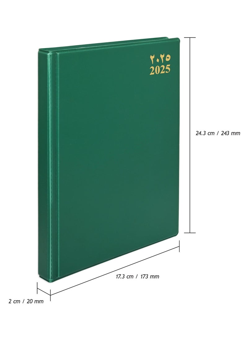 FIS FIS 2025 Agenda Diary Arabic/English Left Side Opening with 12 Months Index, PVC Hard Cover Green - FSDI63AEL25GR  - Image 4