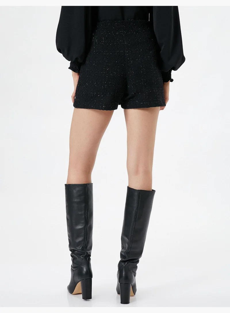 KOTON Glitter Slit Detail Tweed Skort