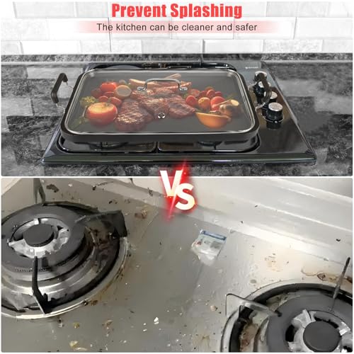 Vayepro 2-Burner Griddle Pan with Glass Lid - Nonstick Stovetop Griddle for Gas, Glass Stove Top - Aluminum Camping Grill Pan for Pancakes, Eggs, Breakfast - Image 4