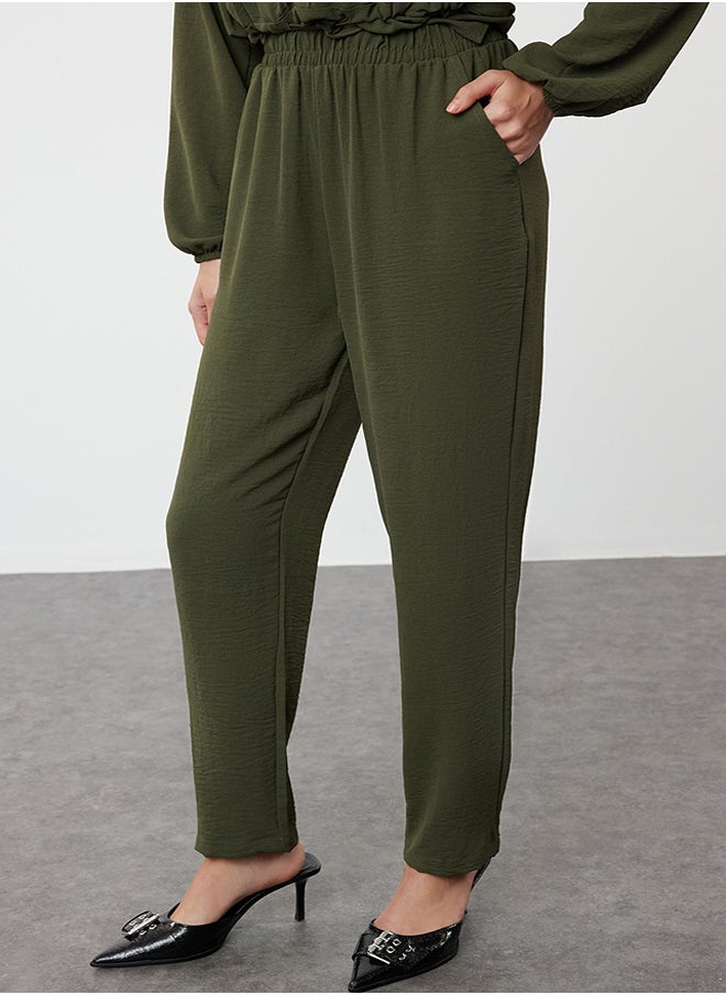 trendyol Khaki Tie Waist Pocket Detailed Aerobin Shirt-Pants Set TCTSS21AU0238  - Image 3