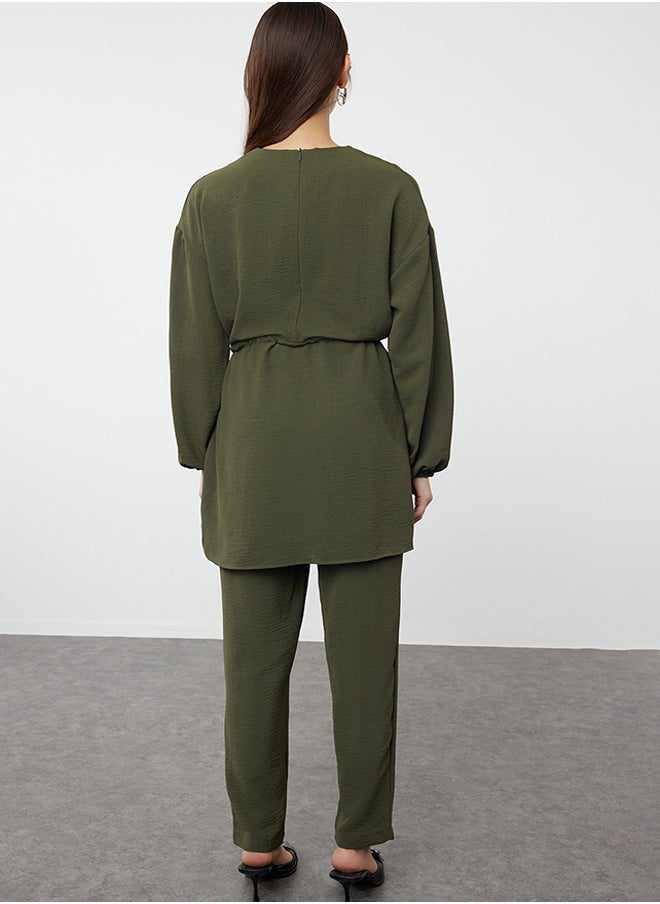 trendyol Khaki Tie Waist Pocket Detailed Aerobin Shirt-Pants Set TCTSS21AU0238  - Image 5
