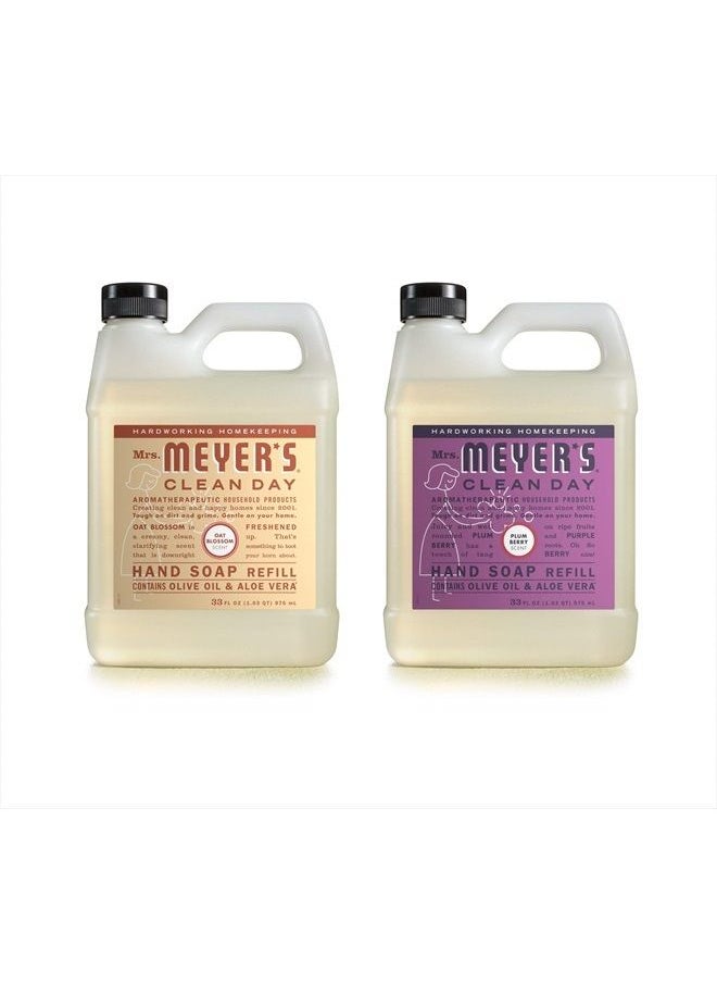 Mrs. Meyer's Clean Day - Mrs. Meyer's Liquid Hand Soap Refill Variety Pack, 1 Oat Blossom, 1 Plumberry , 1 CT - Image 1