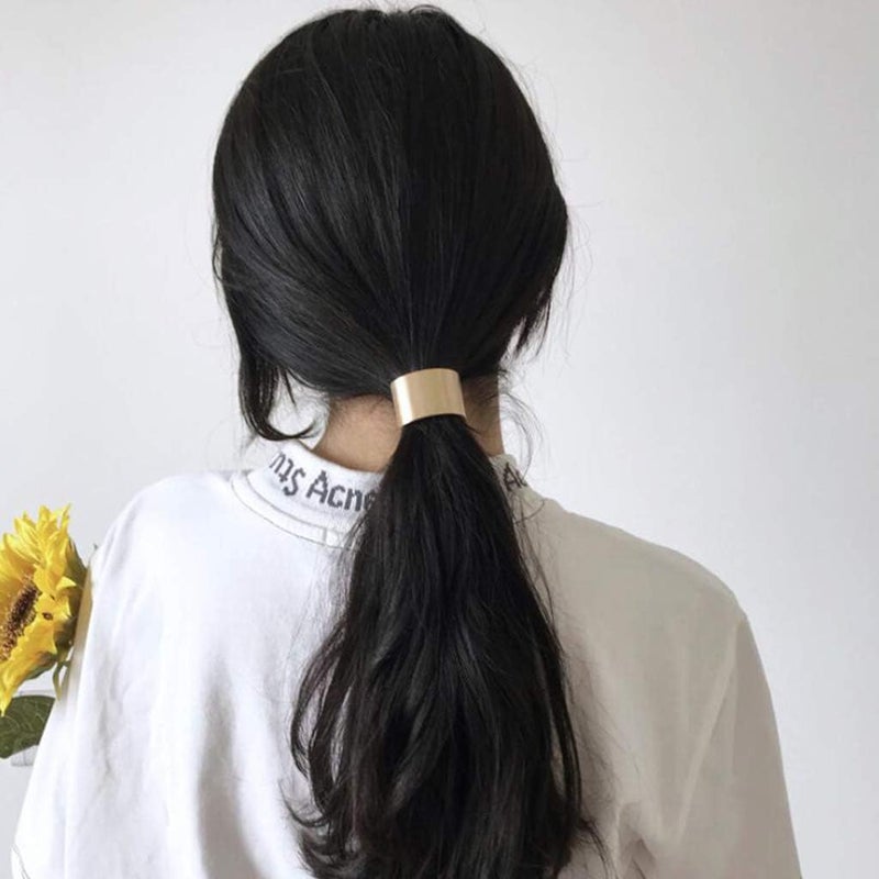 klarako Women Girl Stylish Hair Band Metal Hair Cuff Wrap Ponytail Holder Ring Rope Headwear Gold, as described - Image 1