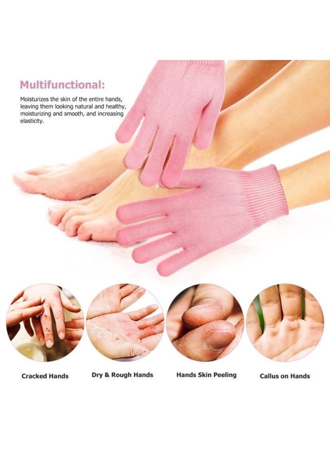 زوج من قفازات سيليكون لترطيب اليدين الجافة والخشنة والمتشققة قفازات قابلة لإعادة- (متعددة الالوان) - Image 4