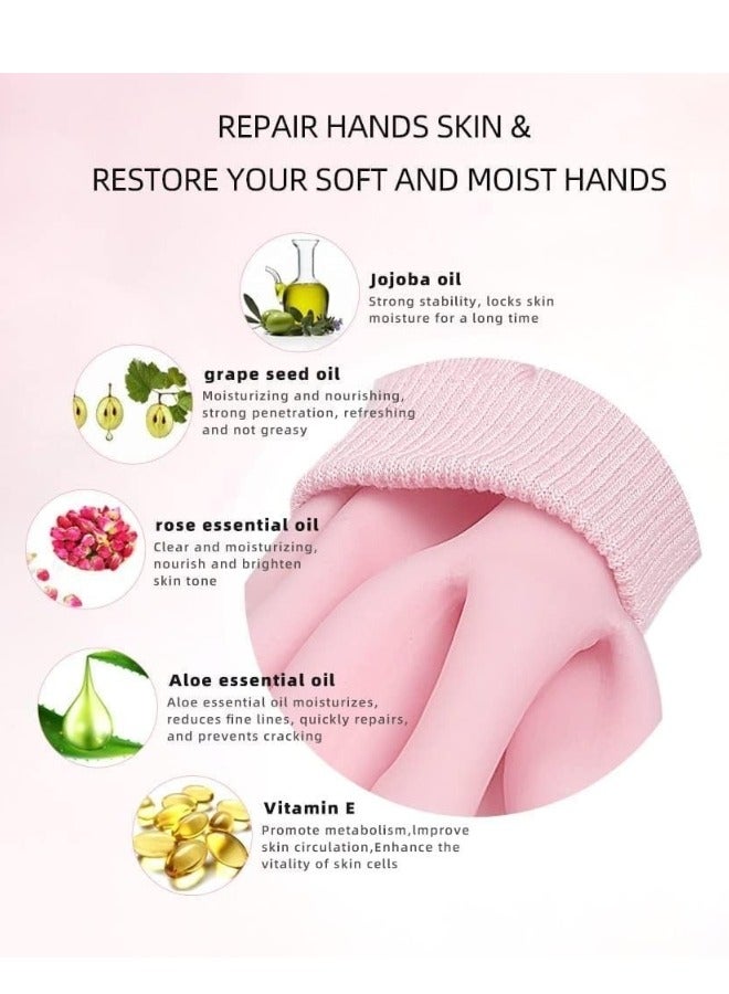 زوج من قفازات سيليكون لترطيب اليدين الجافة والخشنة والمتشققة قفازات قابلة لإعادة- (متعددة الالوان) - Image 3