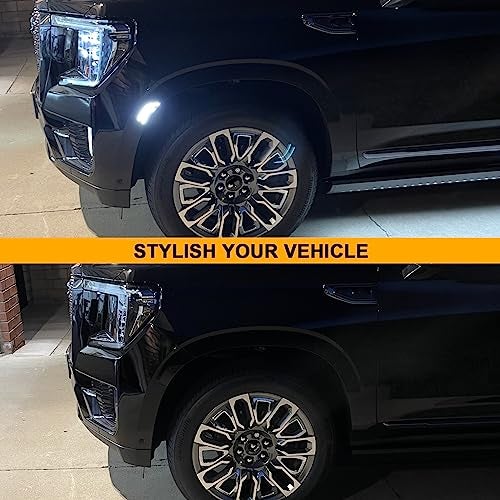 Mynoway Smoked Lens LED Side Marker Lamp Compatible with 2021-2024 Yukon/Yukon Denali/Yukon XL/Tahoe/Escalade/Suburban/Escalade ESV Driver Passenger Sidemarkers Lamp White Front Fender Lights - Image 4
