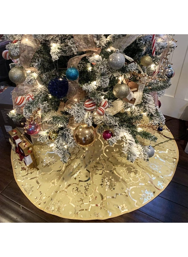 VUCATIN Tree Skirt 48 Inches Suitable for New Year Party Holiday Decoration Christmas (Yellow) - Image 4