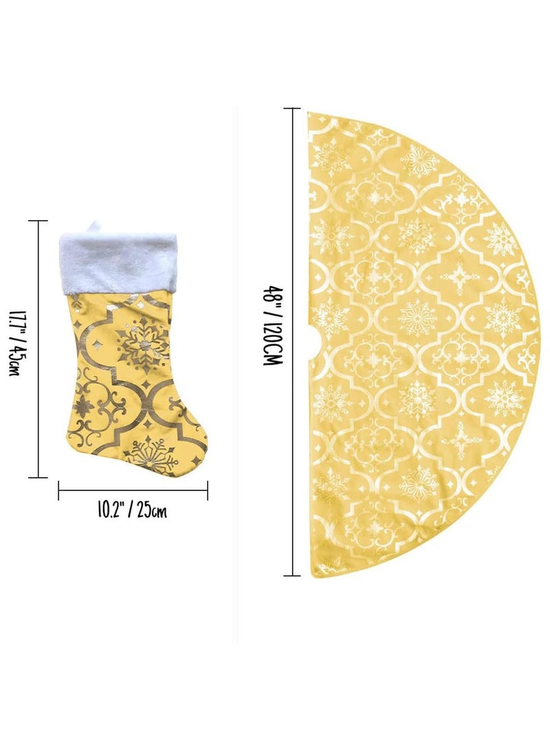 VUCATIN Tree Skirt 48 Inches Suitable for New Year Party Holiday Decoration Christmas (Yellow) - Image 2