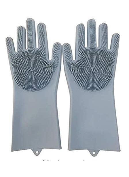T TOPLINE - T TOPLINE Dishwashing Gloves,Silicon Hand Gloves for Kitchen Dishwashing and Pet Grooming, Great for Washing Dish, Car, Bathroom (Multicolour, 1 Pair) - Image 1