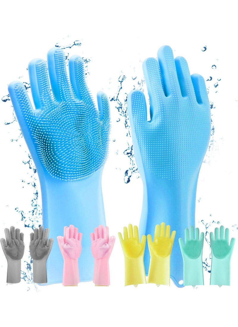 T TOPLINE - T TOPLINE Dishwashing Gloves,Silicon Hand Gloves for Kitchen Dishwashing and Pet Grooming, Great for Washing Dish, Car, Bathroom (Multicolour, 1 Pair) - Image 1
