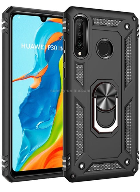 Armor Shockproof Tpu Pc Protective Case for Huawei P30 Lite With 360 Degree Rotation Holder Black