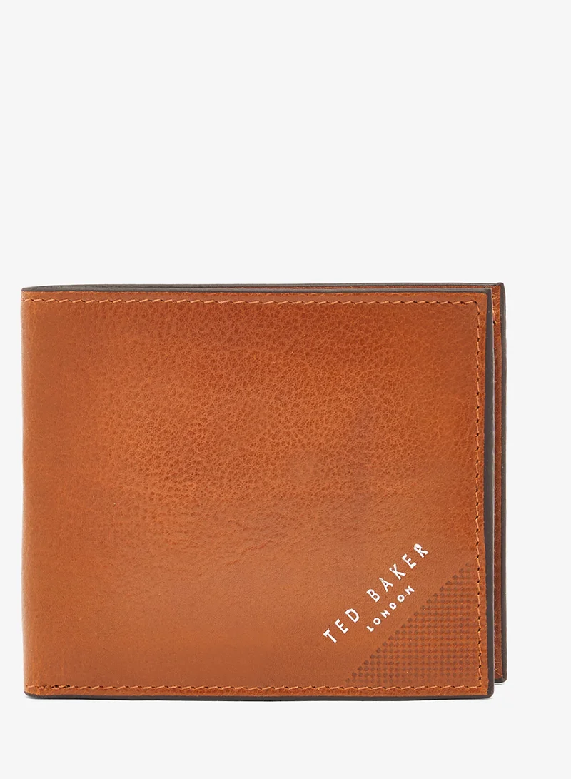 Embossed Corner Leather Bifold Coin Wallet