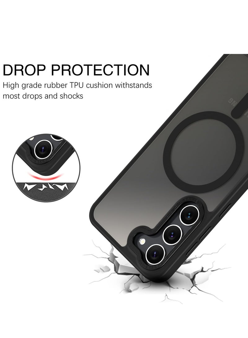 Concretization for Samsung S23 Case, Compatible with MagSafe, Magnetic Translucent Matte Back Shockproof Cover with Strong Magnet, Slim Thin Full Protection Phone Case for Galaxy S23 5G (Black) - Image 4