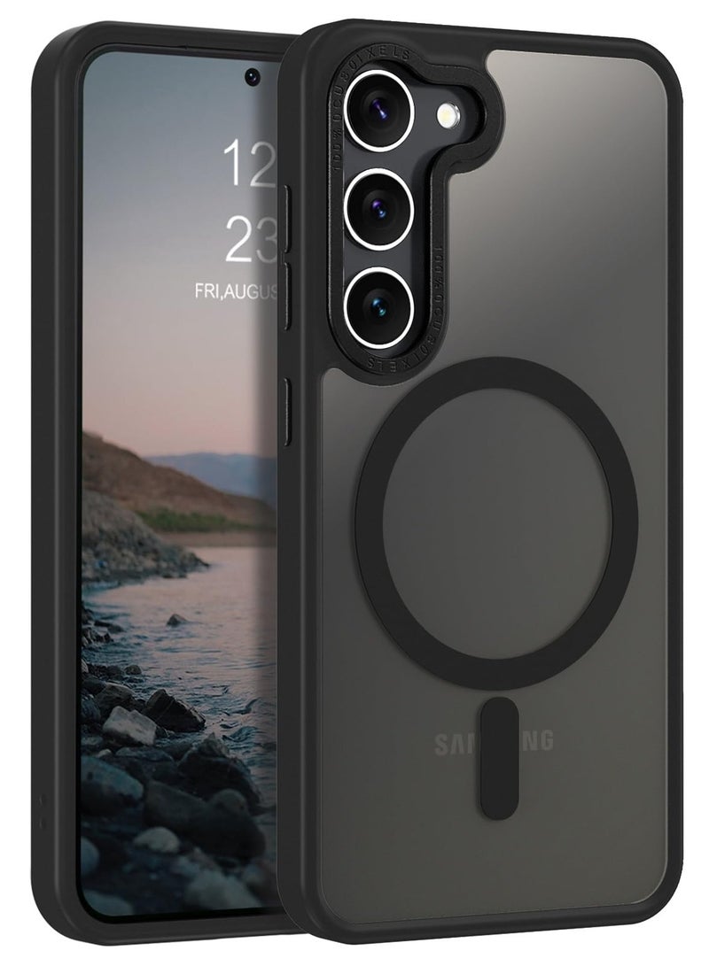 Concretization for Samsung S23 Case, Compatible with MagSafe, Magnetic Translucent Matte Back Shockproof Cover with Strong Magnet, Slim Thin Full Protection Phone Case for Galaxy S23 5G (Black) - Image 1