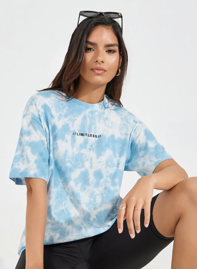 ستايلي تيشيرت جيرسيه فضفاض بطبعة تاي داي