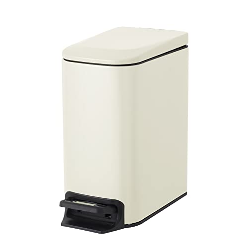Cesun Small Bathroom Trash Can with Lid Soft Close, Step Pedal, 6 Liter / 1.6 Gallon Stainless Steel Garbage Can with Removable Inner Bucket, Anti-Fingerprint Finish (Creamy White) - Image 1