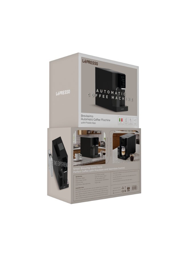 ليبرسو ماكينة قهوة بريفيسيمو أوتوماتيكية مع تطبيق جوال وشاشة رقمية / مضخة إيطالية 19 بار / مطحنة قابلة للتعديل / الكل في واحد لصنع الإسبريسو واللاتيه والكابتشينو / غلاية مزدوجة / سعة خزان الحليب 300 مل - أسود - Image 4