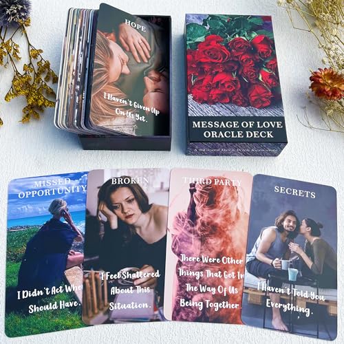 DPEHAKMK Message of Love Oracle Cards Oracle Cards for Beginners Including Love Romance Twin Flame Soulmate Messages - Image 1