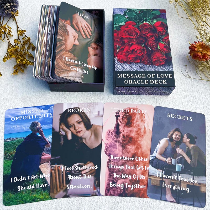 DPEHAKMK Message of Love Oracle Cards Oracle Cards for Beginners Including Love Romance Twin Flame Soulmate Messages - Image 3