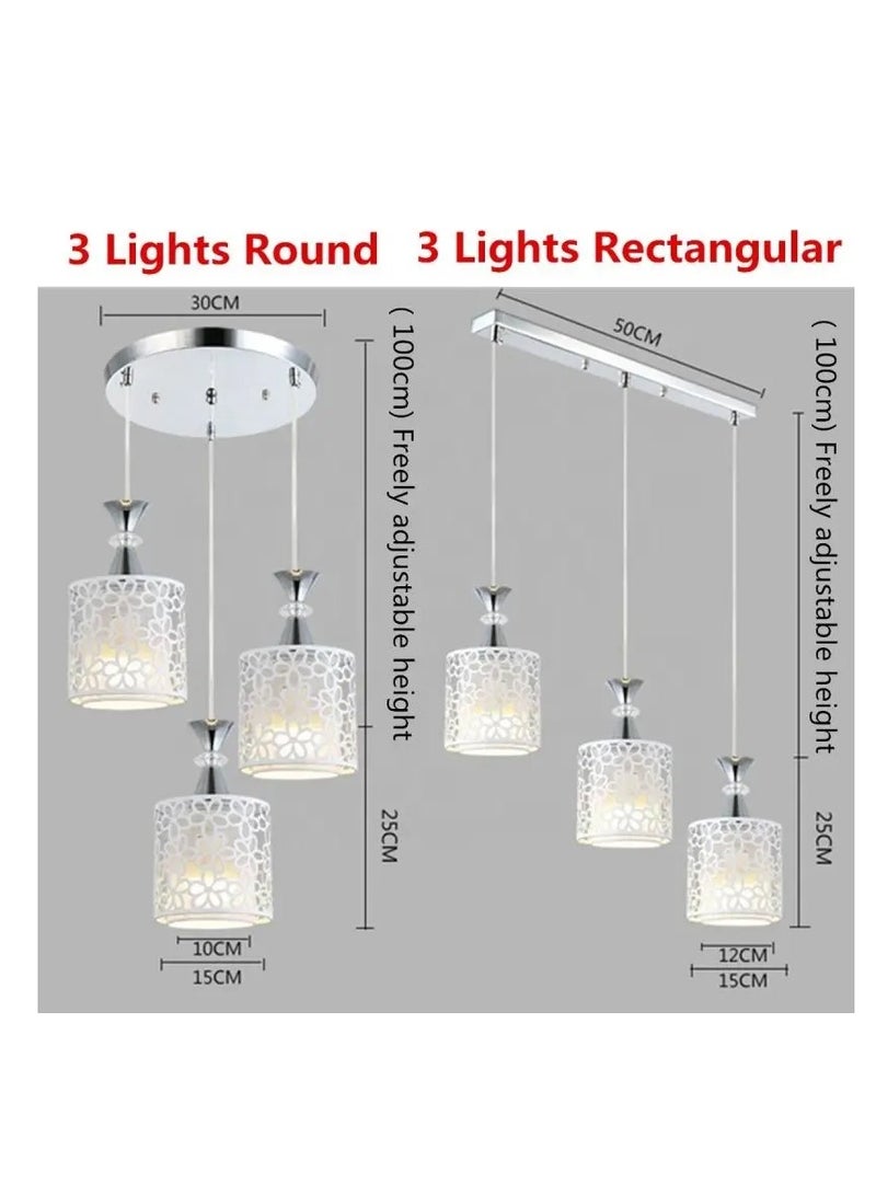 يزما العالمية ثريا ثلاثية LED مصنوعة من الخيزران المنسوج مع ارتفاع قابل للتعديل، إضاءة سقف بثلاثة لمبات على الطراز الأمريكي العتيق، مثالية للفنادق والمطاعم  وغرف النوم - Image 2