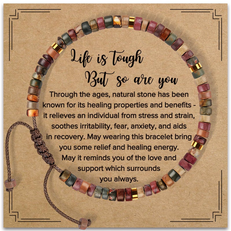 ZOKCC Thank You Bracelets Gifts for Women - Healing Natural Stone Bracelets - Appreciation Thank You Gifts for Women Coworkers Teacher Boss Nurse Employee Friend Farewell - Image 1