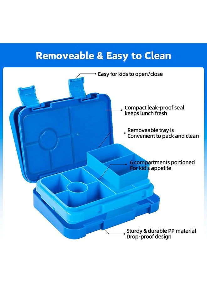 Arabest Bento Lunch Box for Kids & Toddlers, Leak-Proof Lunchbox with 5/6 Compartments - Back to School, Snack Containers for On-the-Go Meal, Made with Safe BPA-Free Material Blue - Image 2