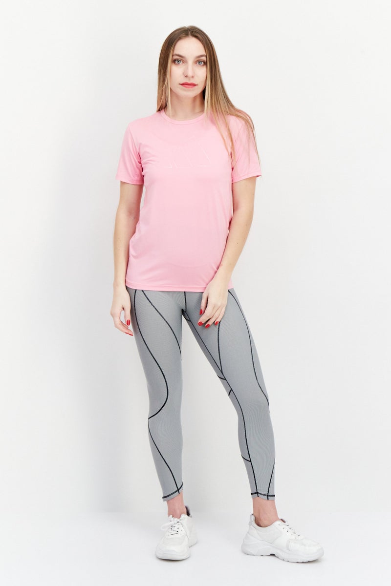 Adidas Women Sportswear Fit Crew Neck Short Sleeve Training Top, Pink - Image 2