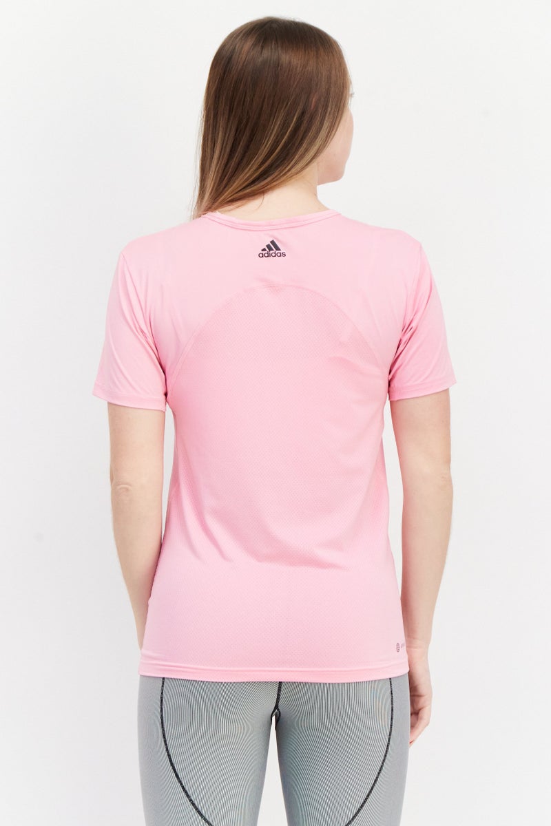 Adidas Women Sportswear Fit Crew Neck Short Sleeve Training Top, Pink - Image 4