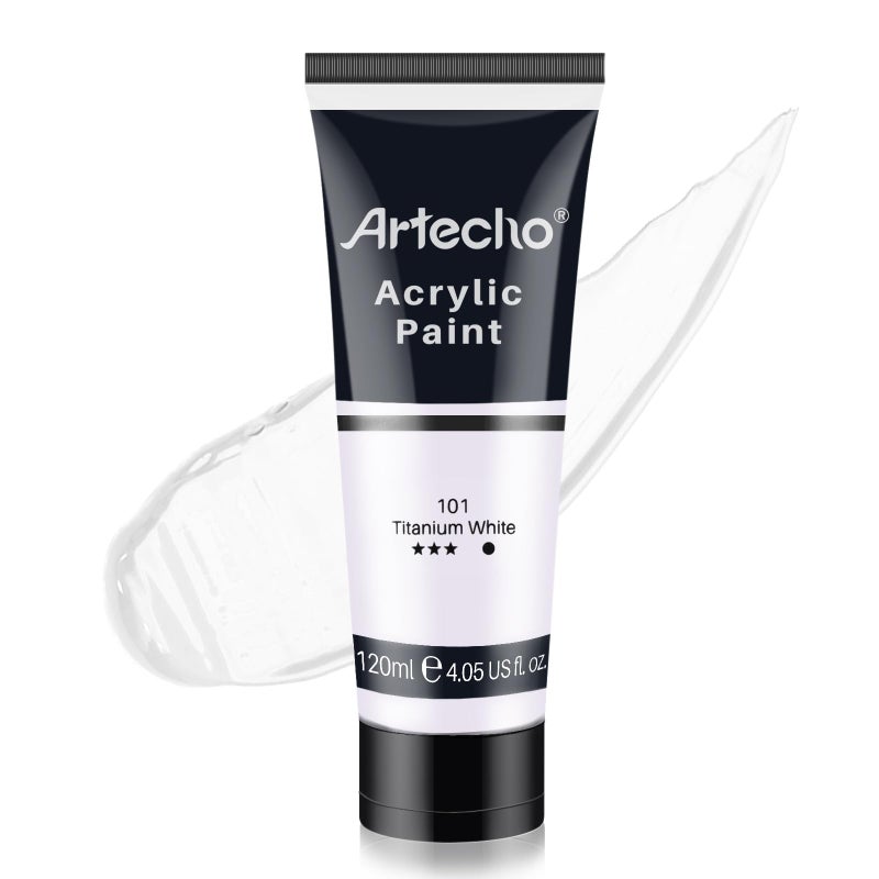Artecho White Acrylic Paint Titanium White Paint 120ml 405oz Tubes Art Craft Paints for Canvas Painting Rock Stone Wood Fabric Art Supplies