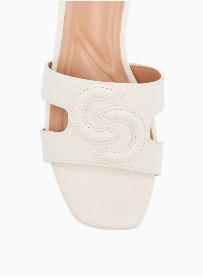 سيليست Womens Monogram Detail Slip-On Sandals With Block Heels