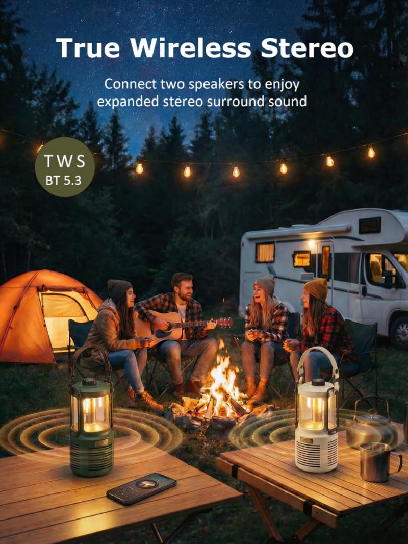 Dreamwave Conqueror Lantern Bluetooth Speaker, 30W 99dB Loud, 29H Playtime, IP66 Waterproof and Dustproof, Portable Outdoor Wireless, Deep Bass, Party Camping Light (Forest Green) - Image 3
